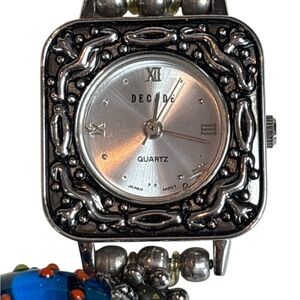 Decide Quartz Boho Bracelet Watch Lampwork Glass Beads Artisan Stretch Ban